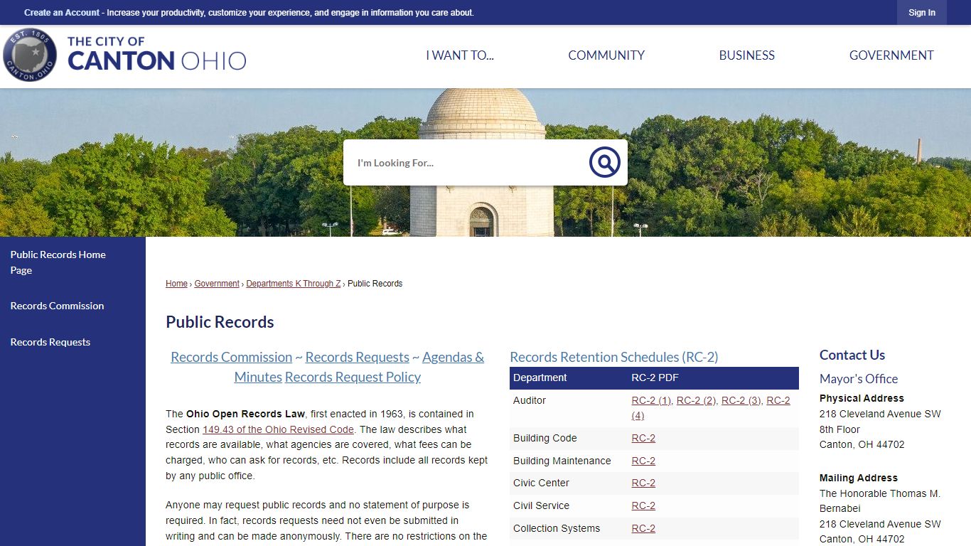 Public Records | Canton, OH