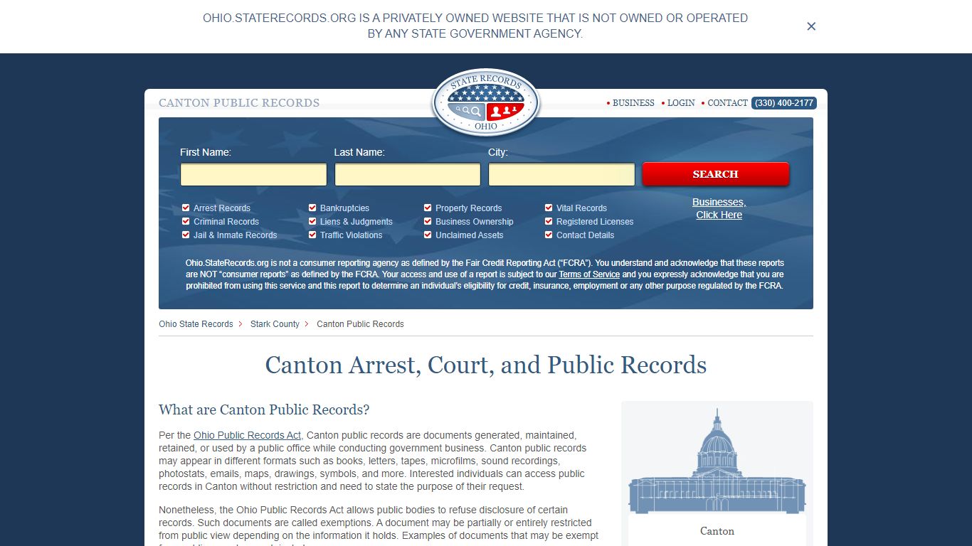 Canton Arrest and Public Records | Ohio.StateRecords.org